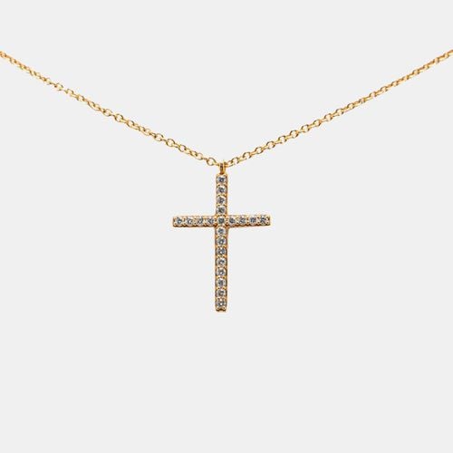 Tiffany & Co. 18K Yellow Gold Diamond Medium Metro Cross Pendant Necklace - Tiffany & Co. - Modalova