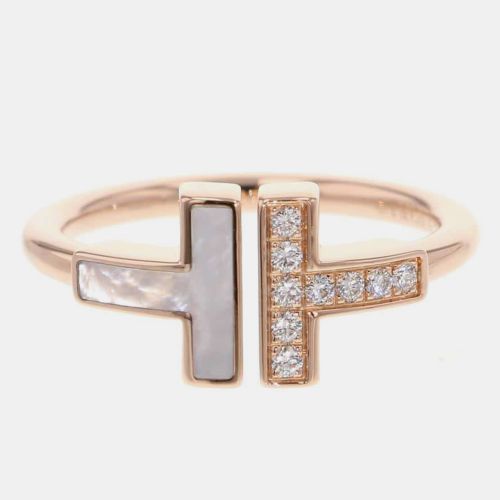 Tiffany & Co. 18K Rose Gold and Diamond T Wire Band Ring EU 50 - Tiffany & Co. - Modalova