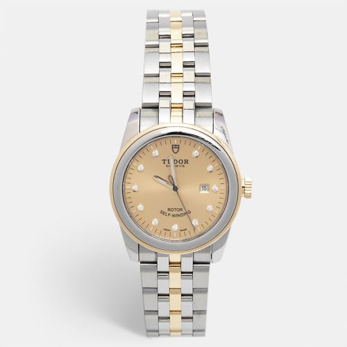 Tudor Champagne Diamond 18k Yellow Gold Stainless Steel Glamour 53003-0006 Women's Wristwatch 31 mm - Tudor - Modalova