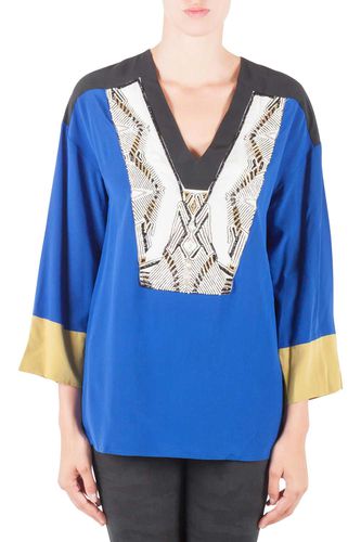 Etro Colorblock Silk Embellished Yoke Long Sleeve Tunic M - Etro - Modalova