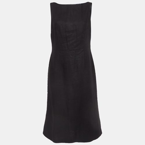 Valentino Miss V Black Linen V-Neck Sleeveless Sheath Dress M - Valentino Miss V - Modalova