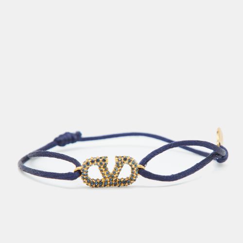 Valentino VLogo Signature Blue Crystal-Embellished Gold Tone Cord Bracelet - Valentino - Modalova