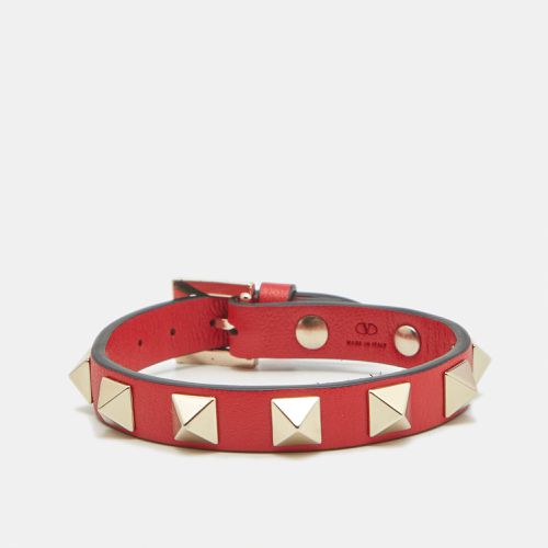 Valentino Rockstud Red Leather Gold Tone Bracelet - Valentino - Modalova