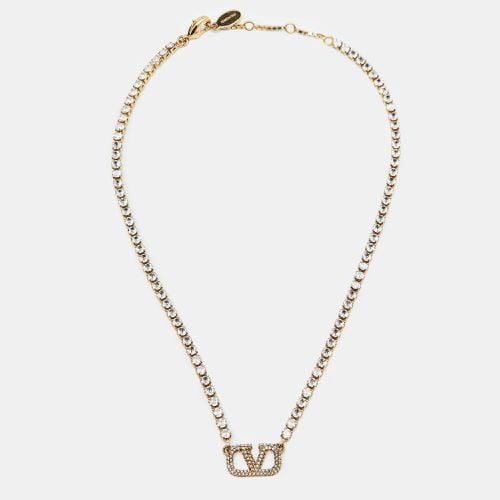 Valentino VLogo Signature Crystals Gold Tone Necklace - Valentino - Modalova