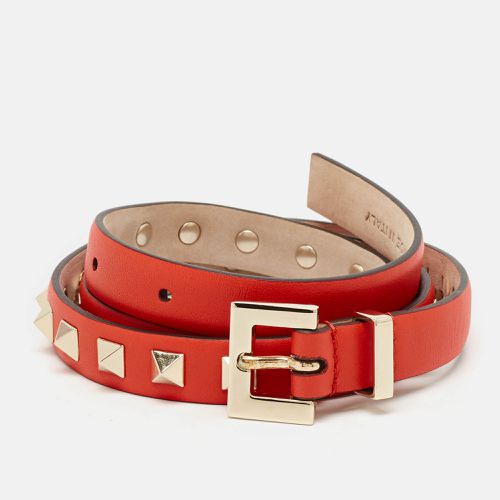 Valentino Red Leather Rockstud Slim Belt 75 CM - Valentino - Modalova