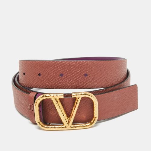 Valentino Clay Red/Purple Leather VLogo Reversible Waist Belt 90CM - Valentino - Modalova