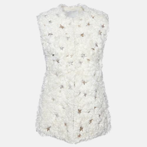 Valentino Cream Star Sequined Lamb Fur Gillet S - Valentino - Modalova