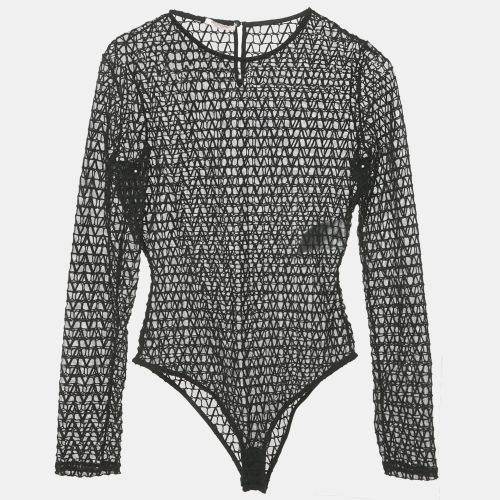 Valentino Black Mesh Toile Iconographe Bodysuit M - Valentino - Modalova