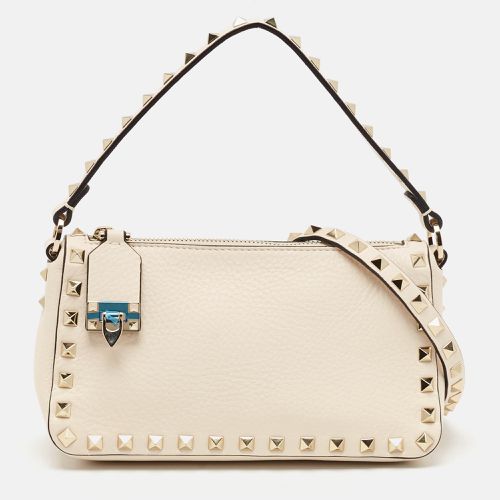 Valentino Light Ivory Leather Small Rockstud Crossbody Bag - Valentino - Modalova