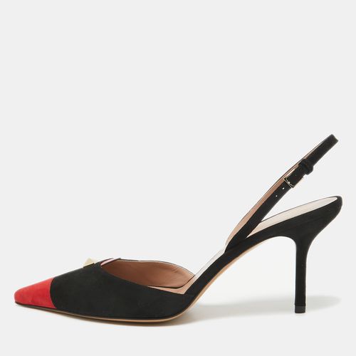 Valentino Black/Red Suede Rockstud Slingback Pumps Size 41 - Valentino - Modalova