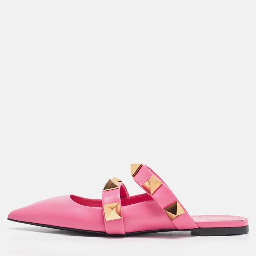 Valentino Pink Leather Roman Stud Mules Size 40 - Valentino - Modalova