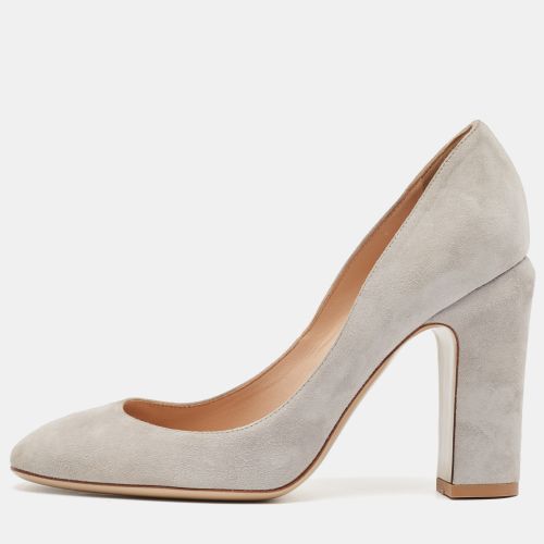 Valentino Grey Suede Block Heel Pumps Size 36.5 - Valentino - Modalova