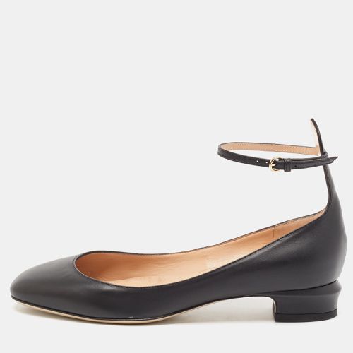 Valentino Black Leather Tango Ankle Strap Flats Size 37.5 - Valentino - Modalova