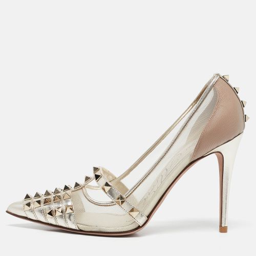 Leather and Mesh Rockstud Pumps Size 37 - Valentino - Modalova