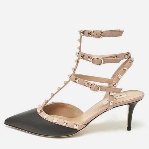 Beige Leather Rockstud Ankle Strap Pumps Size 41 - Valentino - Modalova