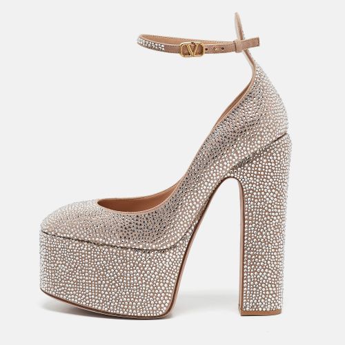 Valentino Beige Suede Crystal Embellished Tango Pumps Size 37 - Valentino - Modalova