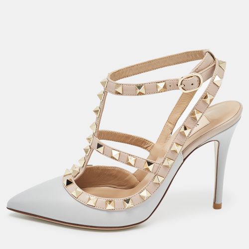 Valentino Grey/Dusty Pink Leather Rockstud Ankle Strap Pumps Size 35.5 - Valentino - Modalova