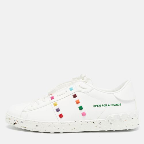 Valentino White Leather Rockstud Low Top Sneakers Size 44 - Valentino - Modalova