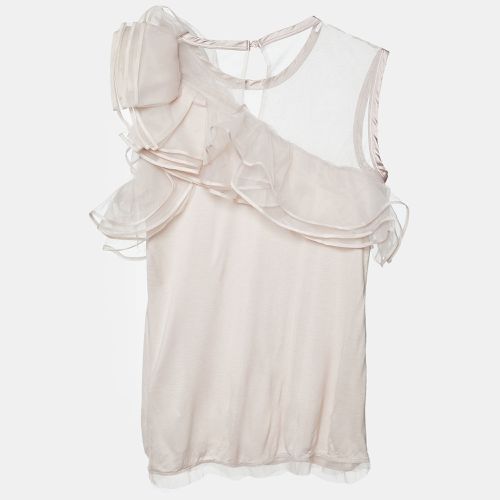 Valentino T-Shirt Couture Pale Pink Jersey & Mesh Ruffled Top L - Valentino T Shirt Couture - Modalova