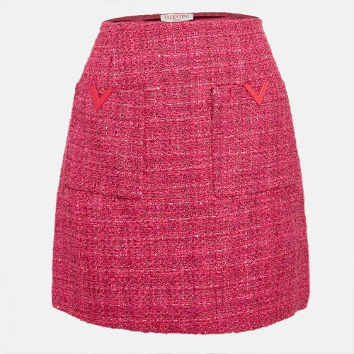 Lurex Tweed V-Logo Metallic Glaze Mini Skirt M - Valentino - Modalova