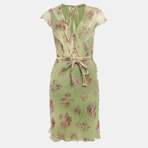 Roma Vintage Floral Print Chiffon Short Dress M - Valentino - Modalova