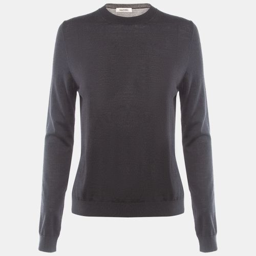 Valentino Black Wool Knit Crew Neck Sweater M - Valentino - Modalova