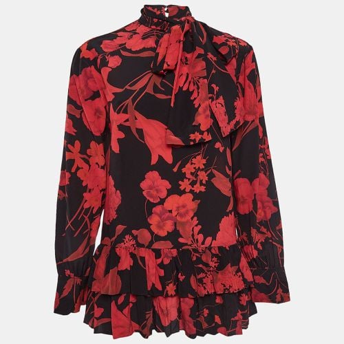 Valentino Black/Red Floral Print Silk Mini Dress S - Valentino - Modalova