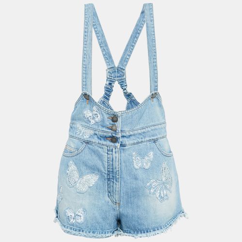 Valentino Blue Washed Denim Butterfly Applique Dungaree M - Valentino - Modalova