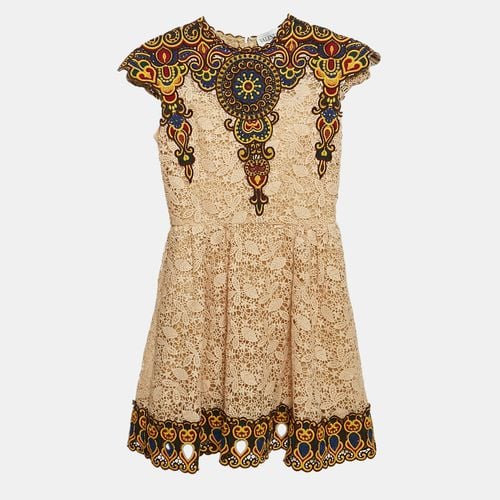 Valentino Beige Guipure Lace Patch Detail Mini Dress XS - Valentino - Modalova