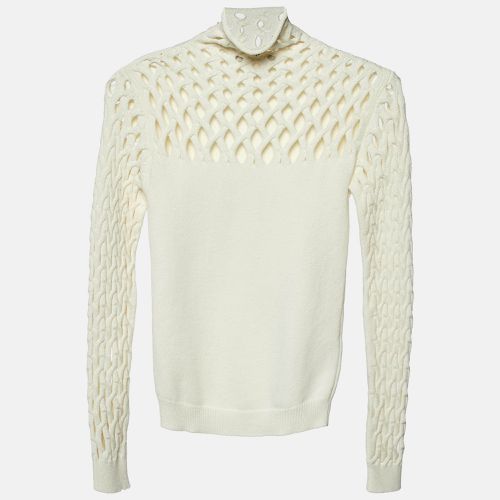 Valentino Ivory White Mesh Knit High Neck Jumper M - Valentino - Modalova