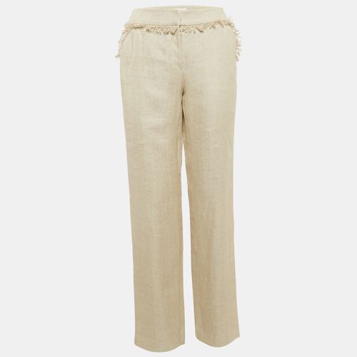 Valentino Beige Linen Fringed Trousers L - Valentino - Modalova