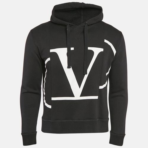 Valentino Black Logo Print Cotton Hooded Sweatshirt S - Valentino - Modalova