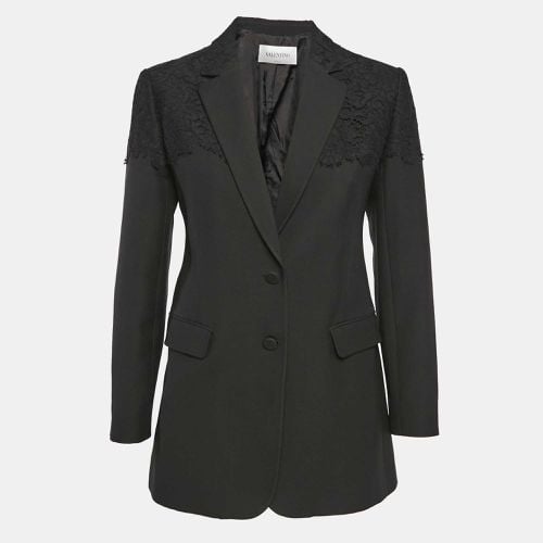 Valentino Black Wool Blend Lace Trim Detail Blazer M - Valentino - Modalova