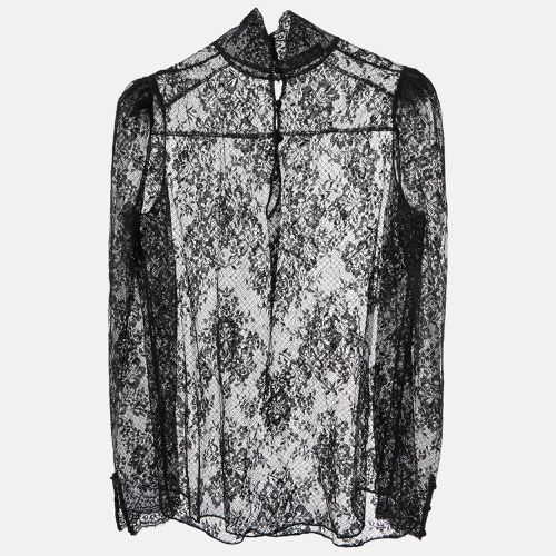 Valentino Black Lace Sheer Full Sleeve Blouse L - Valentino - Modalova