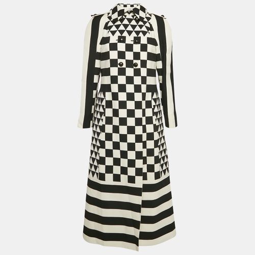 Valentino Black/White Geometric Print Wool Blend Double Breasted Couture Dress M - Valentino - Modalova