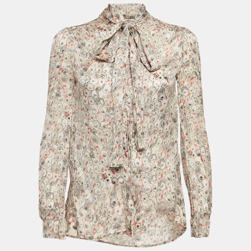 Valentino Grey Printed Silk Button Front Blouse M - Valentino - Modalova