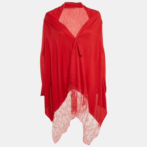 Valentino Red Red Lace Trim Knit Asymmetric Cardigan S - Valentino - Modalova