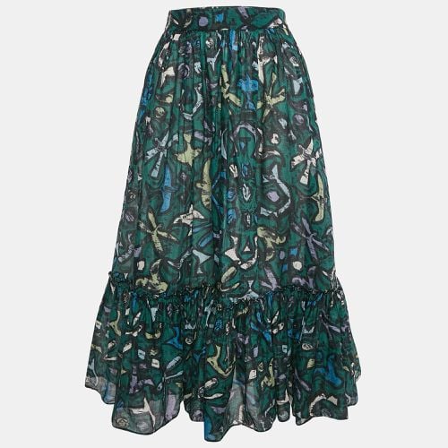 Graffiti Print Cotton Flounce Midi Skirt M - Valentino - Modalova