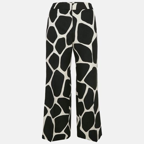 Valentino Black/White Printed Wool Blend Wide Leg Pants M - Valentino - Modalova