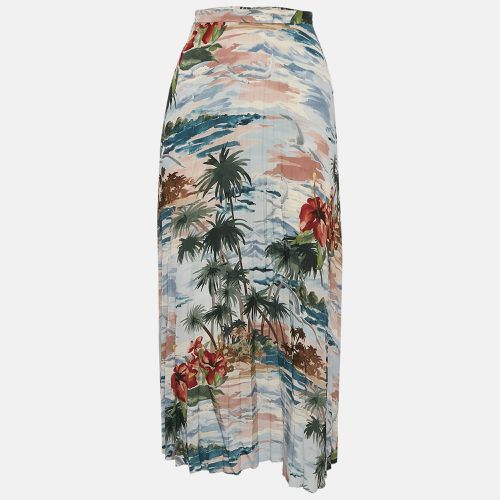 Valentino Multicolor Printed Silk Plisse Long Skirt M - Valentino - Modalova