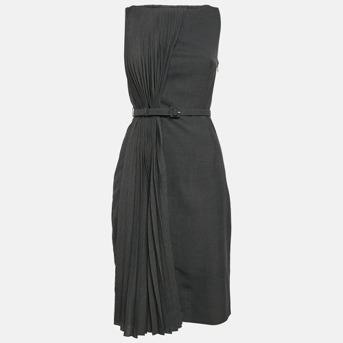 Valentino Dark Grey Wool Blend Pleated Sleeveless Short Dress M - Valentino - Modalova