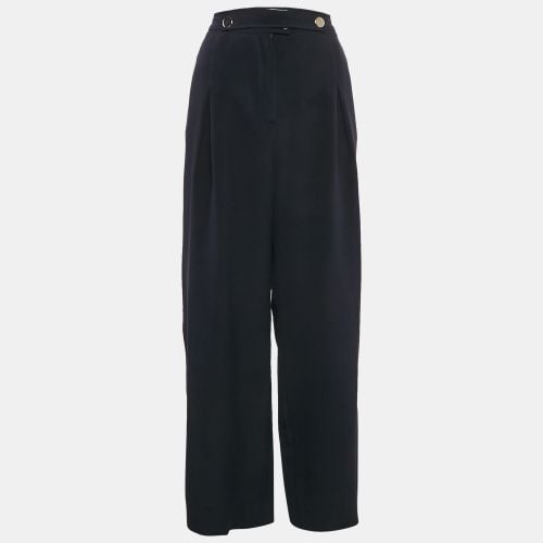 Valentino Navy Blue Silk Straight Leg Trousers M - Valentino - Modalova