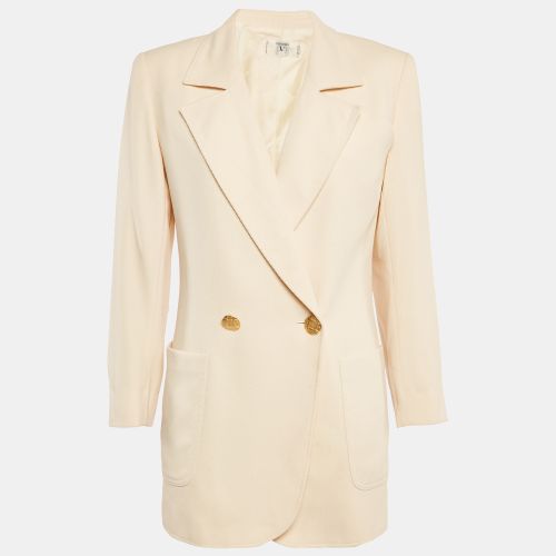 Valentino Vintage Cream Basket Weave Double Breasted Blazer M - Valentino - Modalova