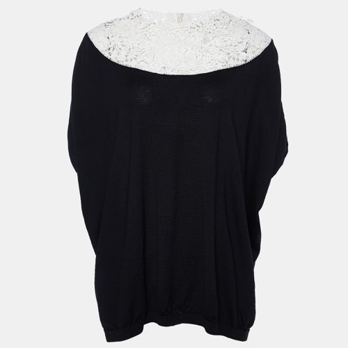 Valentino Black Knit & Lace Oversized Top L - Valentino - Modalova