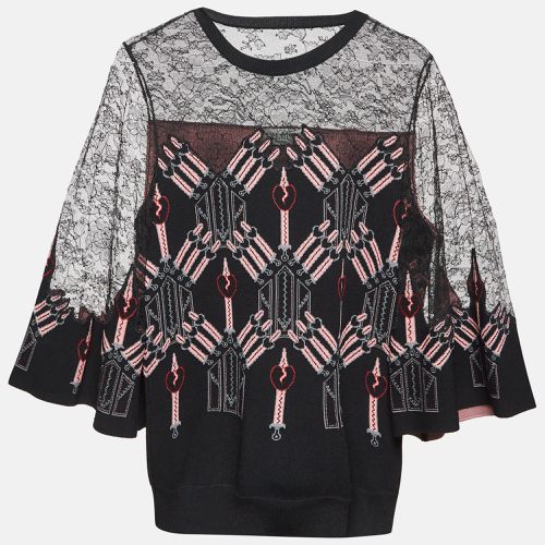 Valentino Black/Pink Lace Trim Knit Top M - Valentino - Modalova