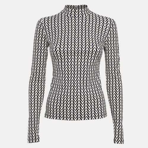 Valentino Black/White V Optical Print Jersey Top XS - Valentino - Modalova