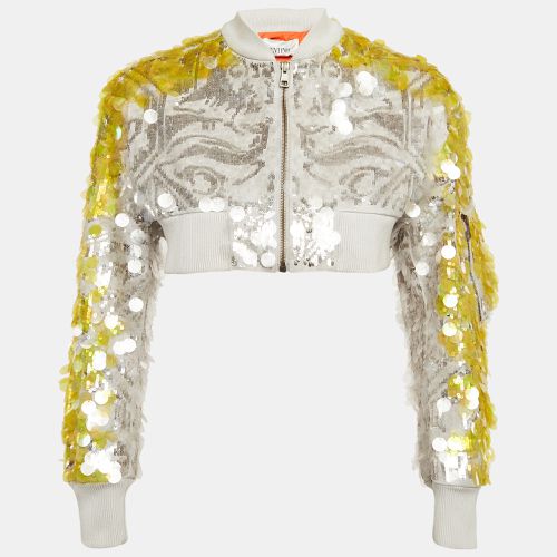 Grey Sequin Embellished Cotton Crop Jacket S - Valentino - Modalova