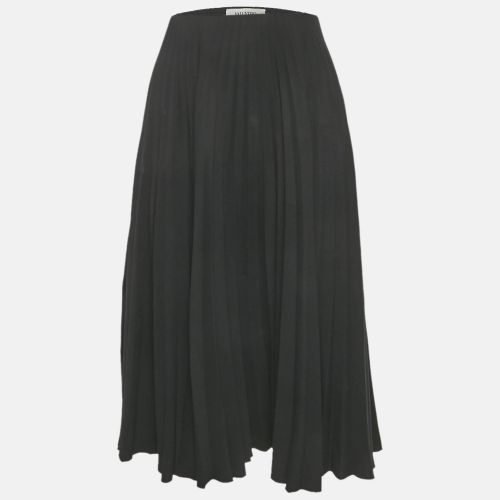 Valentino Black Crepe Pleated Midi Skirt M - Valentino - Modalova