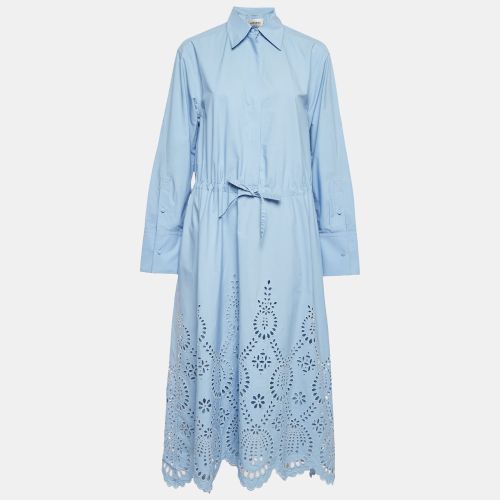 Valentino Blue Broderie Anglaise Cotton Long Sleeve Dress S - Valentino - Modalova