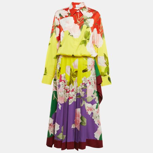 Valentino Multicolor Floral Print Silk Pleated Maxi Dress M - Valentino - Modalova